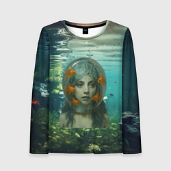 Женский лонгслив Леди Гага под водой в аквариуме