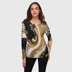 Лонгслив женский Черный агат и жидкое золото, цвет: 3D-принт — фото 2