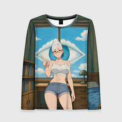 Лонгслив женский Dandadan Seiko в комнате указывает, цвет: 3D-принт