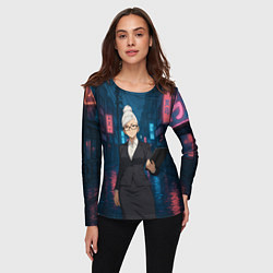 Лонгслив женский Dandadan Seiko в городе с планшетом, цвет: 3D-принт — фото 2