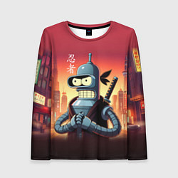 Лонгслив женский Крутой ниндзя Бендер в ночном городе, цвет: 3D-принт