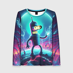 Лонгслив женский Робот-сгибальщик Бендер пропускает через себя молн, цвет: 3D-принт
