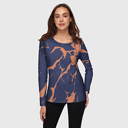 Лонгслив женский Разломы на синем, цвет: 3D-принт — фото 2