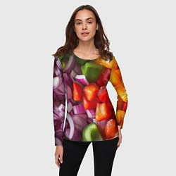 Лонгслив женский Микс из овощей - текстура, цвет: 3D-принт — фото 2