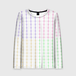Лонгслив женский Color white multicolored stripes, цвет: 3D-принт