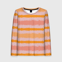 Лонгслив женский Полосы зигзагообразные оранжево-розовые, цвет: 3D-принт