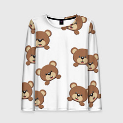 Лонгслив женский Мордашка мишки, цвет: 3D-принт