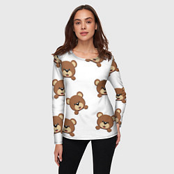 Лонгслив женский Мордашка мишки, цвет: 3D-принт — фото 2