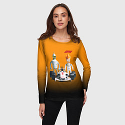 Лонгслив женский Механик Бендер и пилот формулы 1 Фрай, цвет: 3D-принт — фото 2