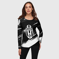 Лонгслив женский Juventus geometry stripes black, цвет: 3D-принт — фото 2