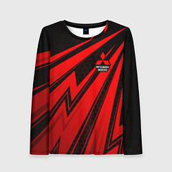 Лонгслив женский Митсубиси - красные молнии, цвет: 3D-принт