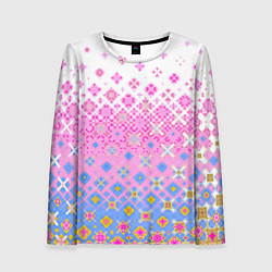 Лонгслив женский Розово-голубой узор, цвет: 3D-принт