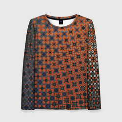 Лонгслив женский Узорчатый градиент рыже-синий, цвет: 3D-принт
