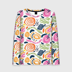 Лонгслив женский Яркие спирали, цвет: 3D-принт