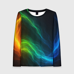 Лонгслив женский Разноцветный огонь абстракция, цвет: 3D-принт