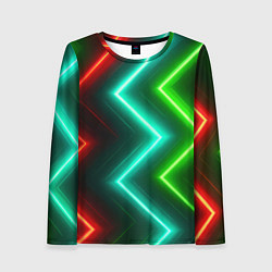 Лонгслив женский Неоновые зигзаги, цвет: 3D-принт