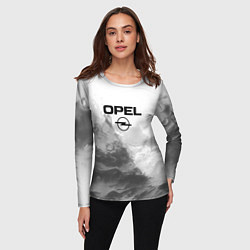 Лонгслив женский Opel на сером абстрактном фоне, цвет: 3D-принт — фото 2