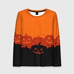 Лонгслив женский Хэллоуин счастливые тыквы, цвет: 3D-принт