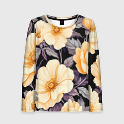 Женский лонгслив Крупные жёлтые цветы