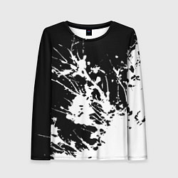 Лонгслив женский Взрывная белая краска на чёрном, цвет: 3D-принт