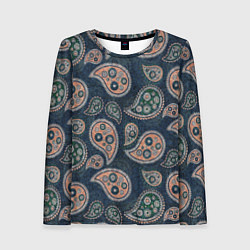 Лонгслив женский Индийский деним, цвет: 3D-принт