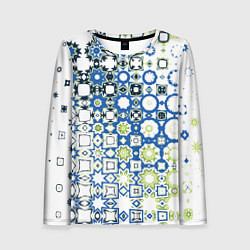 Лонгслив женский Сине-зеленая абстракция, цвет: 3D-принт