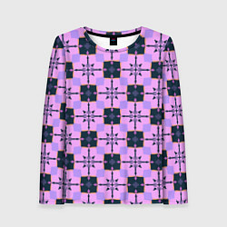 Лонгслив женский Квадраты с цветочными перекрестиями, цвет: 3D-принт