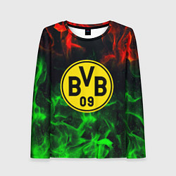 Лонгслив женский Borussia красно зеленый огонь, цвет: 3D-принт