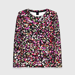 Лонгслив женский Тёмно-розовый абстрактный в мелкую крапинку, цвет: 3D-принт