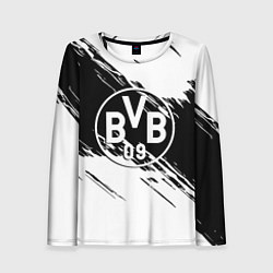 Лонгслив женский Borussia черно белые полосы, цвет: 3D-принт