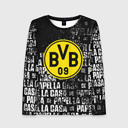 Лонгслив женский Borussia мафия текстура надписи, цвет: 3D-принт