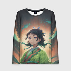 Лонгслив женский Маомао на фоне облаков, цвет: 3D-принт