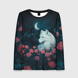 Лонгслив женский Влюбленные волки и розы, цвет: 3D-принт
