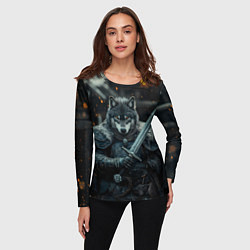 Лонгслив женский Воин волк с мечом, цвет: 3D-принт — фото 2