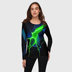 Лонгслив женский Neon green glow, цвет: 3D-принт — фото 2