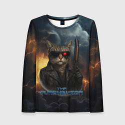 Лонгслив женский The purrminator кот терминатор, цвет: 3D-принт