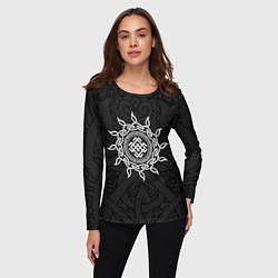 Лонгслив женский Славянский оберег белобог и этнический орнамент, цвет: 3D-принт — фото 2