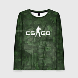 Лонгслив женский Эмблема CS GO на камуфляжном фоне, цвет: 3D-принт