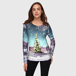 Лонгслив женский Москва - новогодний салют, цвет: 3D-принт — фото 2