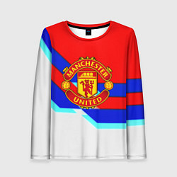 Лонгслив женский Манчестер Юнайтед полосы геометрия, цвет: 3D-принт
