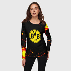 Лонгслив женский Боруссиа огненные краски текстура, цвет: 3D-принт — фото 2