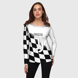 Лонгслив женский Ювентус клетка краски, цвет: 3D-принт — фото 2