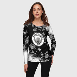 Лонгслив женский Манчестер сити снежинки новый год, цвет: 3D-принт — фото 2