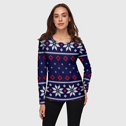 Лонгслив женский Вязаный новогодний узор, цвет: 3D-принт — фото 2