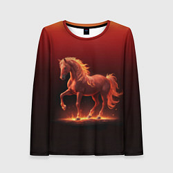 Женский лонгслив Узор с конем огнем