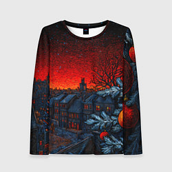 Лонгслив женский Новый год в ночном городе, цвет: 3D-принт