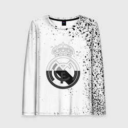 Лонгслив женский Реал Мадрид черно белые краски, цвет: 3D-принт