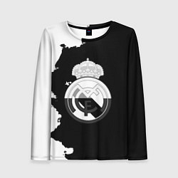 Лонгслив женский Реал Мадрид черно белые краски, цвет: 3D-принт