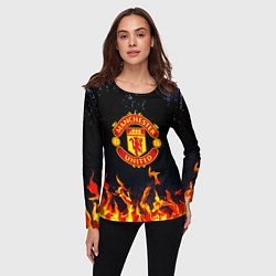 Лонгслив женский Манчестер Юнайтед лёд и огонь, цвет: 3D-принт — фото 2