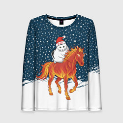 Лонгслив женский Кот Бендер и огненный конь - 2026, цвет: 3D-принт